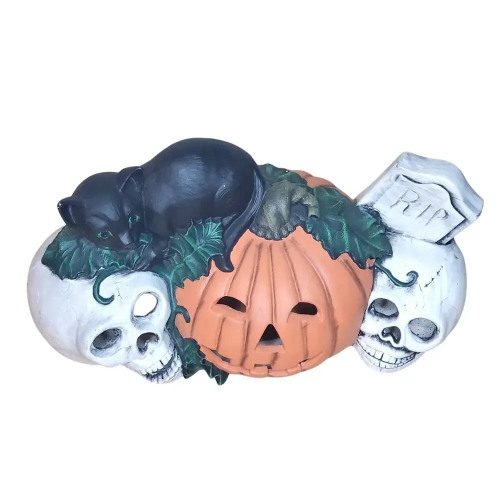 Pumpkin Skull Black Cat Halloween Lamp with Red Light 10